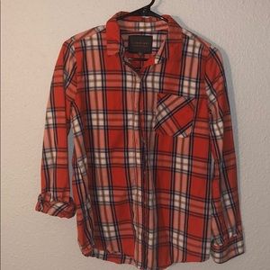 Orange plaid button up shirt by I Love H81